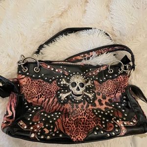 Skull rhinestone purse handbag